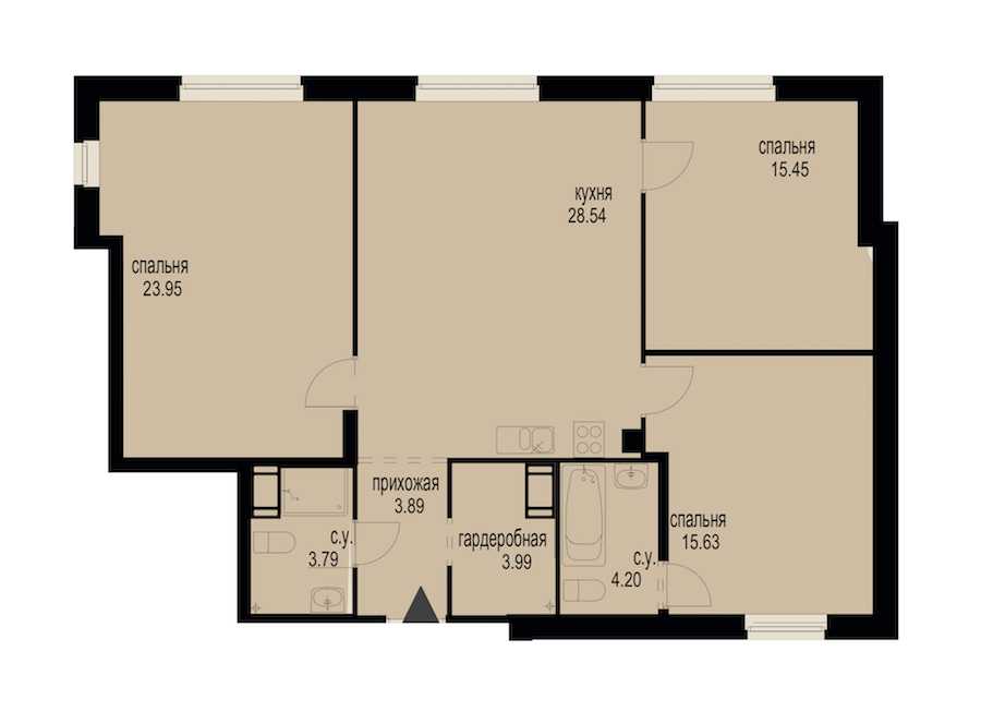 Трехкомнатная квартира в : площадь 99.44 м2 , этаж: 4 – купить в Санкт-Петербурге